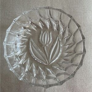 Clear Glass Decorative Bowl with Floral Design